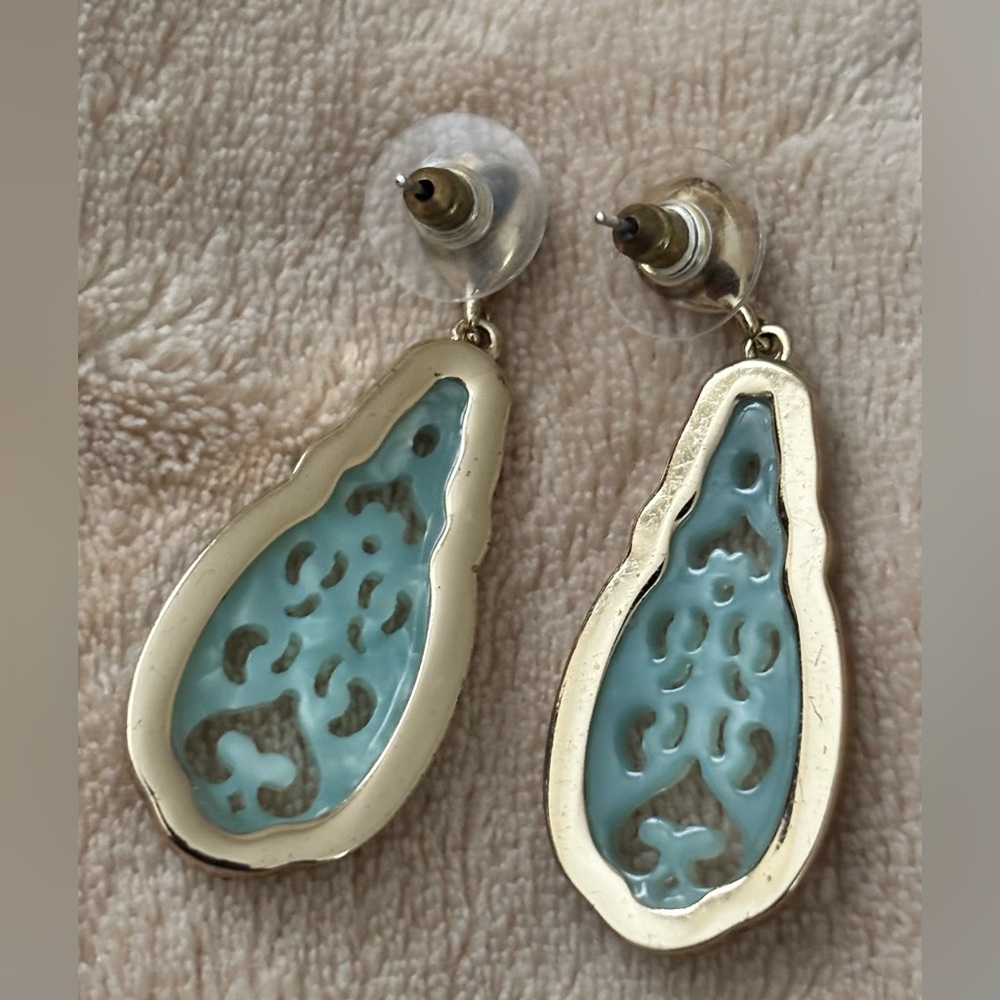 lonna & lilly Gold and Mint Teardrop Pave Earrings. EUC - Picture 5 of 5
